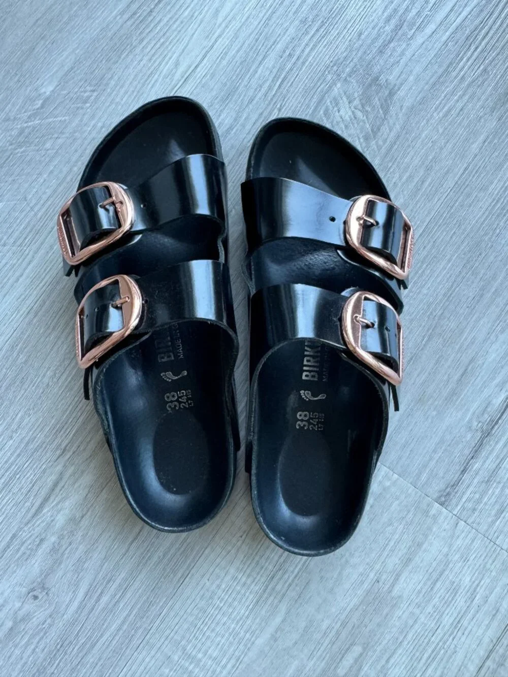Birkenstock Arizona Big Buckle High Shine Exquisite – Black Size 38 / US 7–7.5